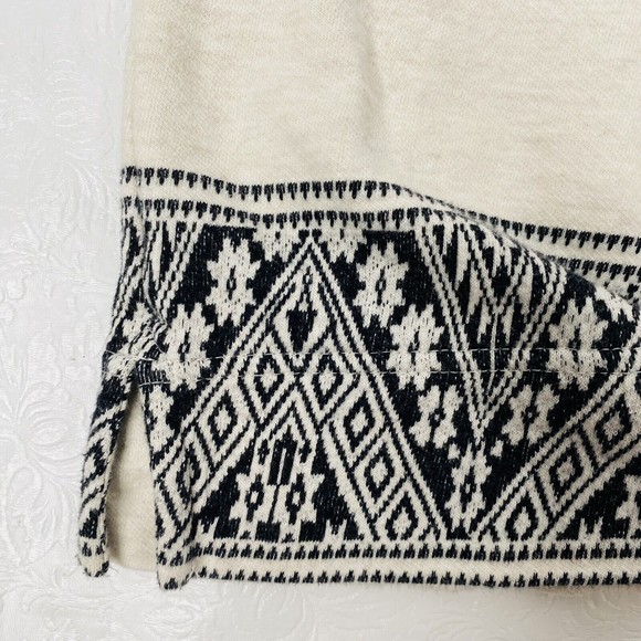 J Crew Sz Small Black Cream Graphic 3/4 Sleeve Sweatshirt - Picture 3 of 9